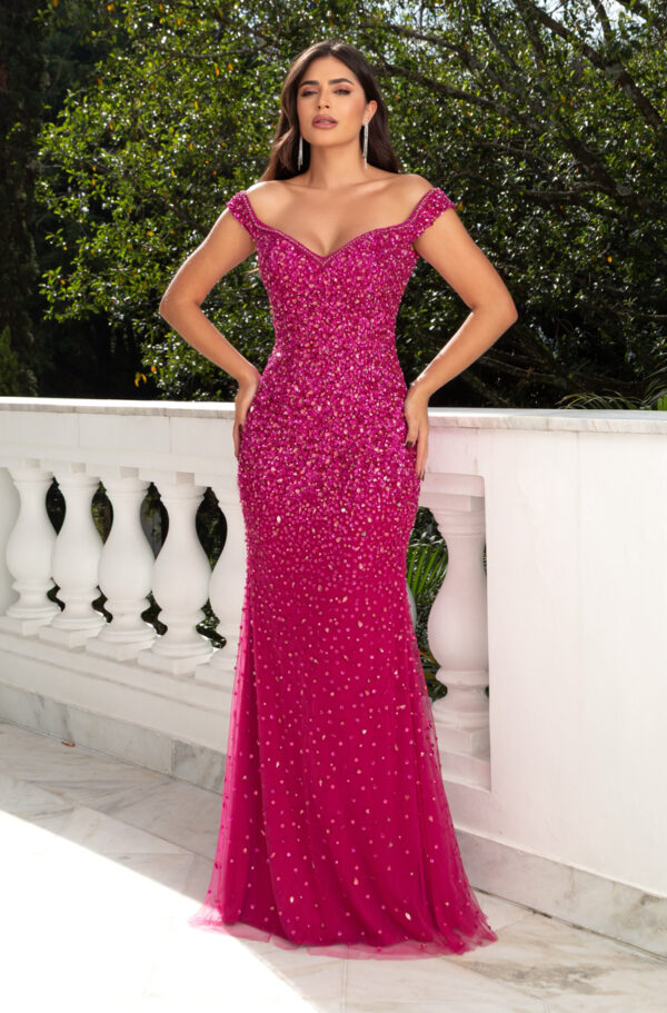 1029 - Vestido Anaya Importado bordado ombro a ombro bicici - 38 40 42 44 46 - Pink