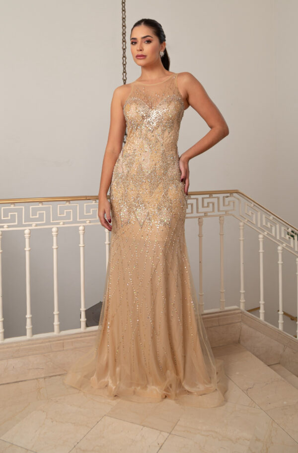 1091 - Vestido Addison bordado importado bicici - 36 38 40 42 - Dourado