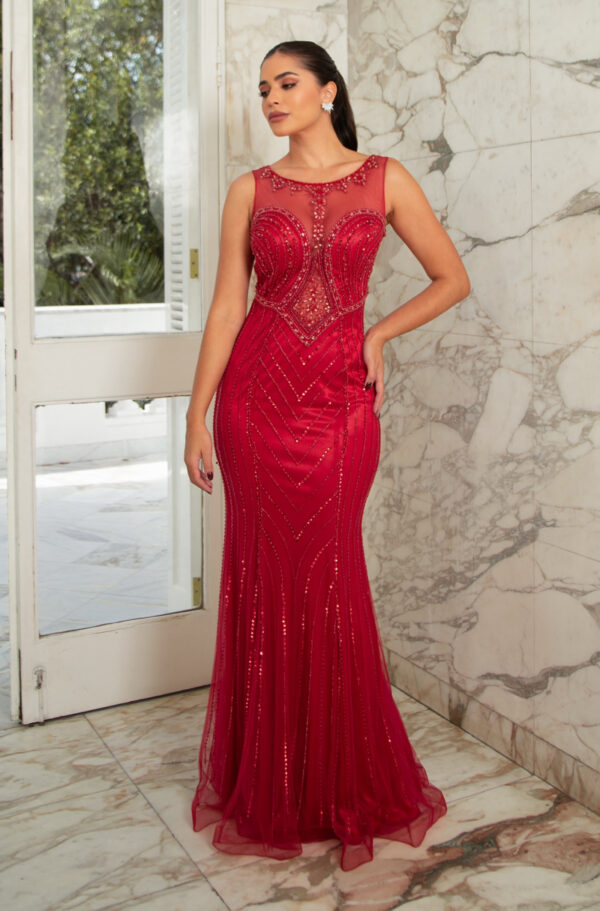 1083 - Vestido Brooke Importado bordado scissors bicici - 36 38 40 42 44 - Vermelho - Image 3