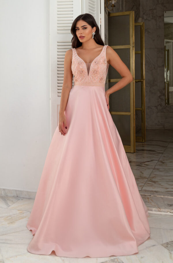 1141 - Vestido Zuri Importado bordado simetrico e saia rodada bicici - 38 40 42 44 - Rosa