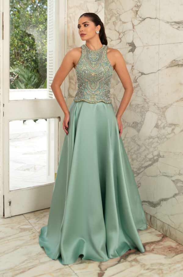 5826 - Vestido Quinn Importado busto bordado e saia zibeline - 38 40 42 44 - Tiffany - Image 3