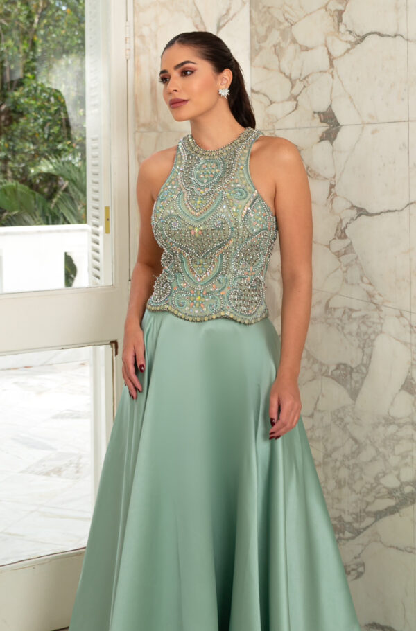 5826 - Vestido Quinn Importado busto bordado e saia zibeline - 38 40 42 44 - Tiffany - Image 2