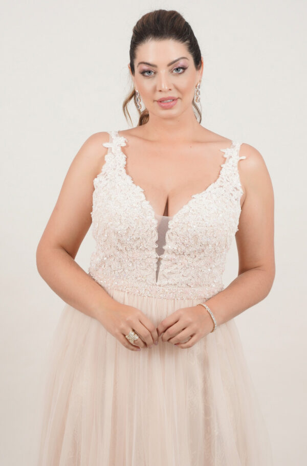 1265 - Vestido Importado busto de paete e saia de tule rodada - 40 42 44 - Dourado - Image 2