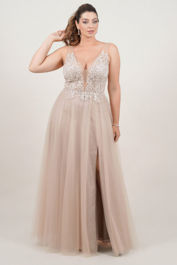 1364 - Vestido Kylie Importado busto renda bordada e saia tule rodada - 38 40 42 44 - Dourado - Image 3