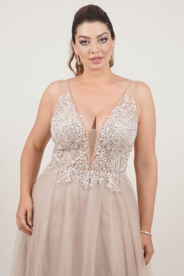 1364 - Vestido Kylie Importado busto renda bordada e saia tule rodada - 38 40 42 44 - Dourado - Image 2