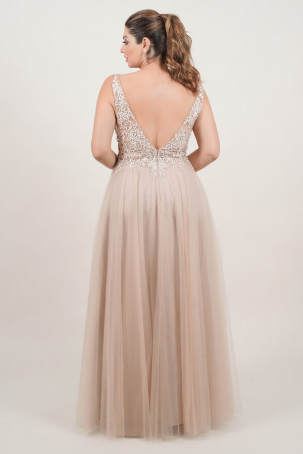 1364 - Vestido Kylie Importado busto renda bordada e saia tule rodada - 38 40 42 44 - Dourado - Image 4