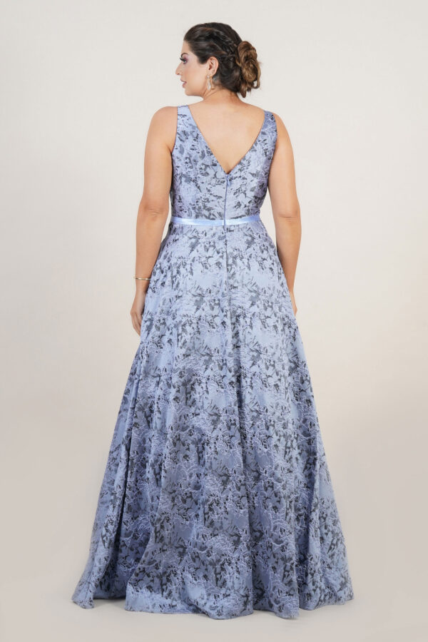 1452 - Vestido Lea importado jacquard regata e saia rodada - 40 42 44 46 - Azul - Image 5