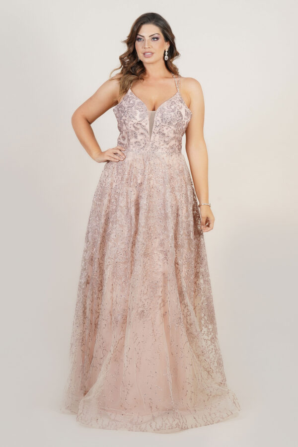 1554 - Vestido Arianna Importado tule bordado e saia levemente rodada - 38 40 42 44 - Rose - Image 3