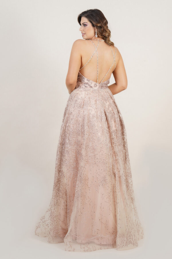 1554 - Vestido Arianna Importado tule bordado e saia levemente rodada - 38 40 42 44 - Rose - Image 5