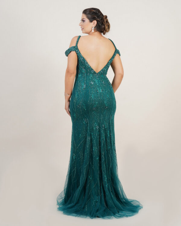 1560 - Vestido Magnolia Importado bordado, ombro a ombro - 38 40 - Verde - Image 4