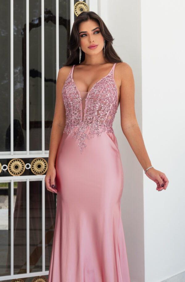1602 - Vestido Jessica Importado busto paete e saia sereia - 36 38 40 42 - Rosa - Image 2
