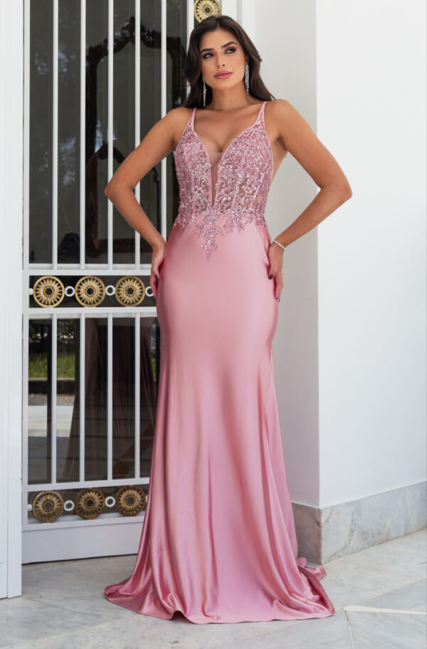 1602 - Vestido Jessica Importado busto paete e saia sereia - 36 38 40 42 - Rosa - Image 3