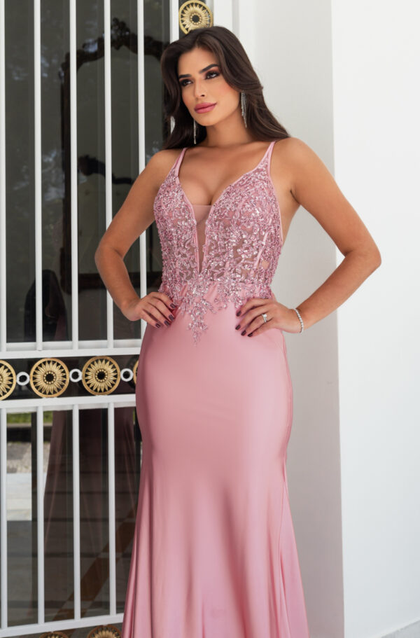 1602 - Vestido Jessica Importado busto paete e saia sereia - 36 38 40 42 - Rosa - Image 4