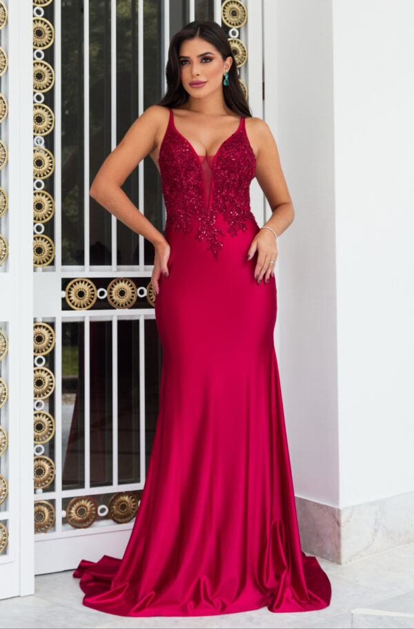 1602 - Vestido Jessica Importado busto paete e saia sereia - 36 38 40 42 - Vermelho - Image 3