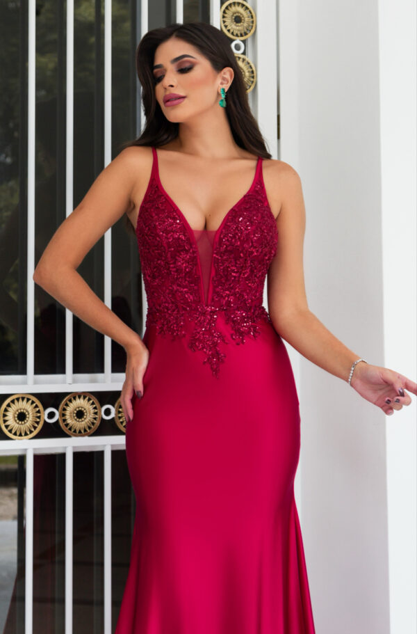 1602 - Vestido Jessica Importado busto paete e saia sereia - 36 38 40 42 - Vermelho - Image 2