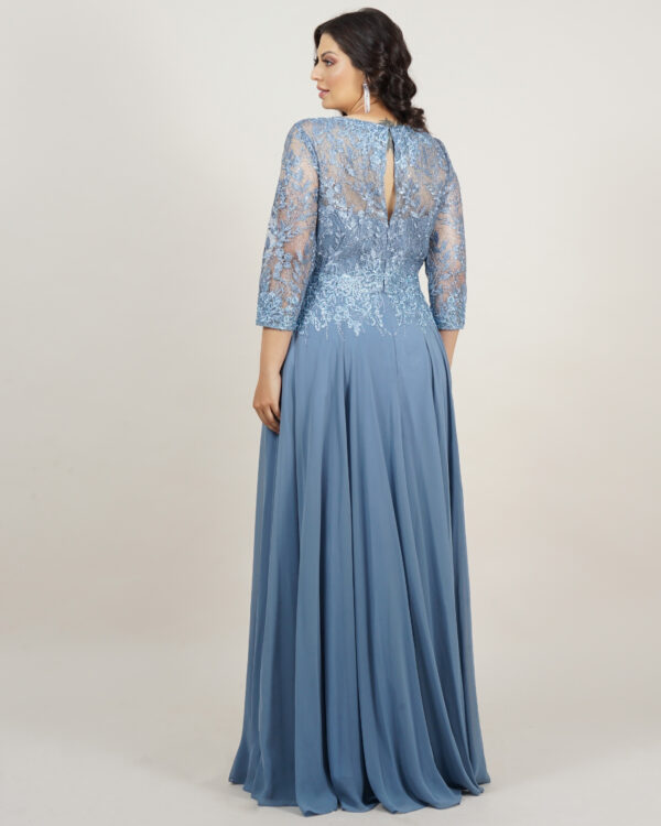 1632 - Vestido Sabrina Importado tule trabalhado manga 3/4 e saia rodada - 46 48 50 52 - Azul - Image 5