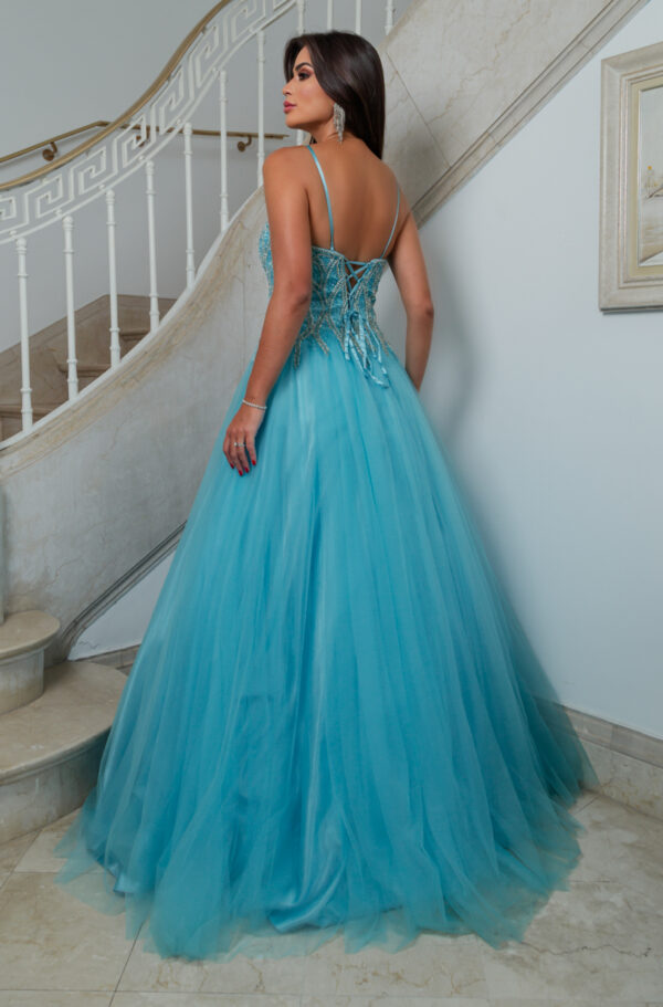 1813 - Vestido Hope Importado, busto bordado e saia de tule rodada - 38 40 42 44 - Azul Céu - Image 5