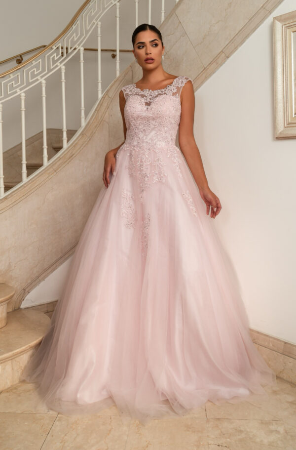 1814 - Vestido Blake Importado com renda aplicada e saia rodada de tule - 38 40 42 44 - Rose