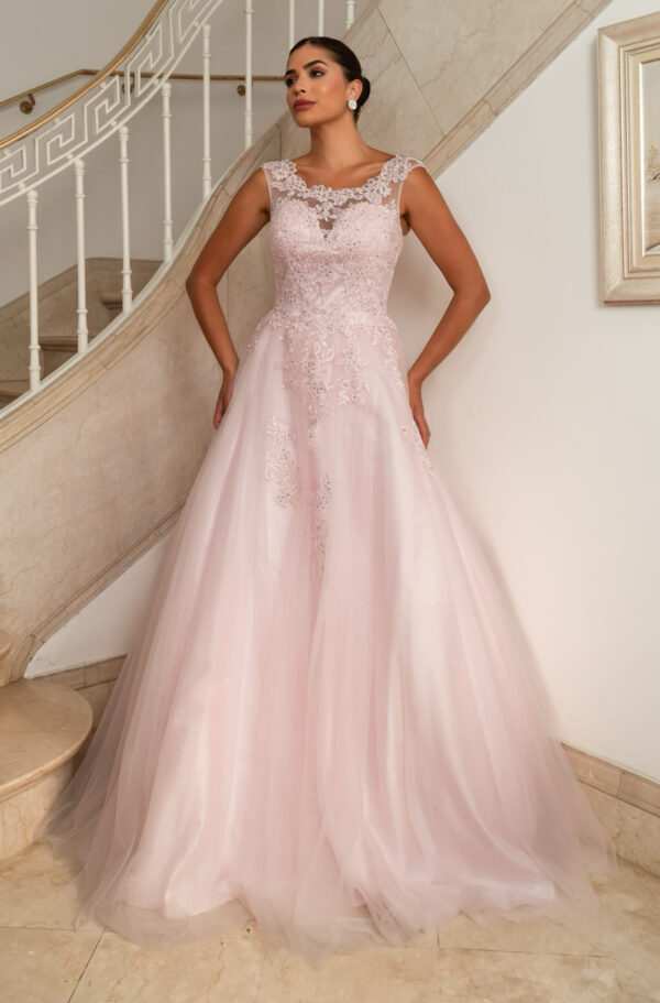1814 - Vestido Blake Importado com renda aplicada e saia rodada de tule - 38 40 42 44 - Rose - Image 3