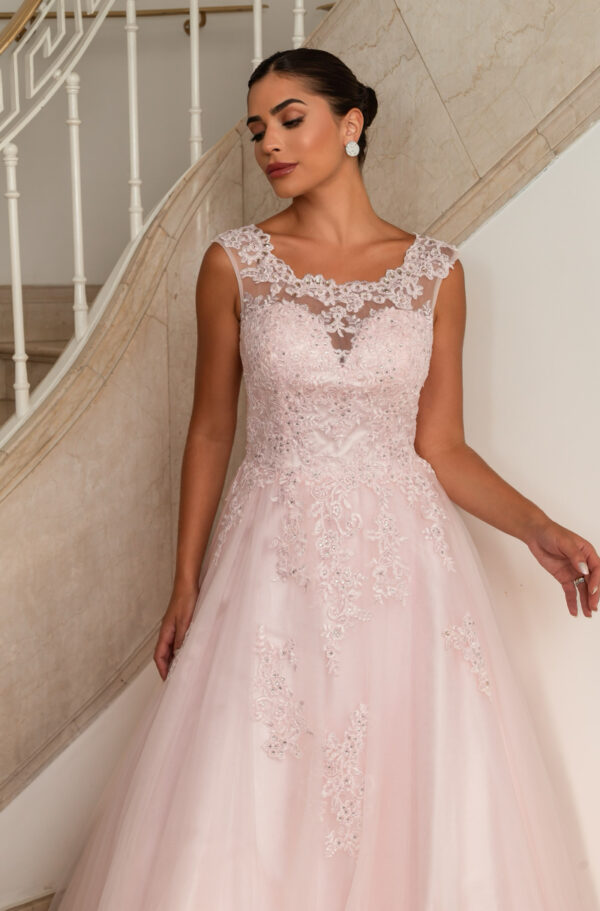 1814 - Vestido Blake Importado com renda aplicada e saia rodada de tule - 38 40 42 44 - Rose - Image 4