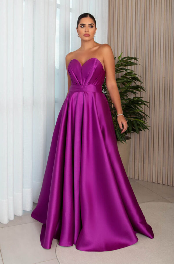 5772 - Vestido Linas Zibeline tqc busto prega, pala dupla e saia rodada - 38 40 42 - Fuchsia