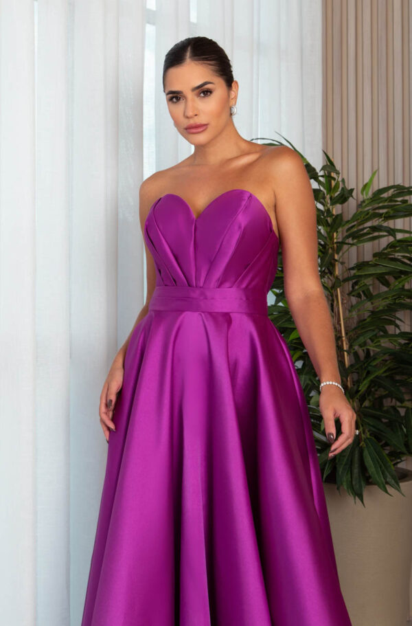5772 - Vestido Linas Zibeline tqc busto prega, pala dupla e saia rodada - 38 40 42 - Fuchsia - Image 4