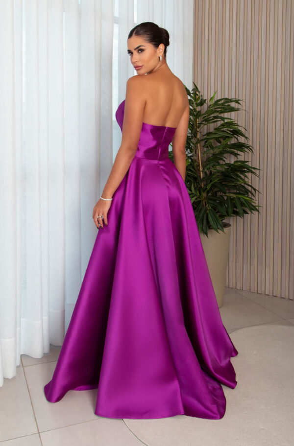 5772 - Vestido Linas Zibeline tqc busto prega, pala dupla e saia rodada - 38 40 42 - Fuchsia - Image 5