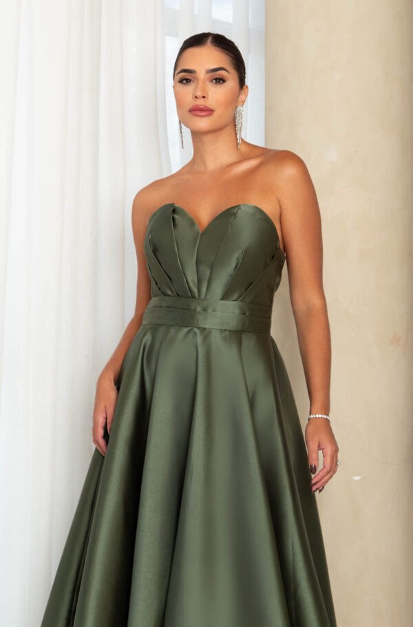 5772 - Vestido Linas Zibeline tqc busto prega, pala dupla e saia rodada - 38 40 42 - Oliva - Image 2