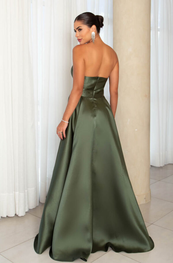 5772 - Vestido Linas Zibeline tqc busto prega, pala dupla e saia rodada - 38 40 42 - Oliva - Image 5