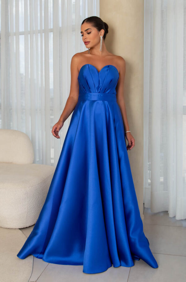 5772 - Vestido Linas Zibeline tqc busto prega, pala dupla e saia rodada - 38 40 42 - Royal - Image 3