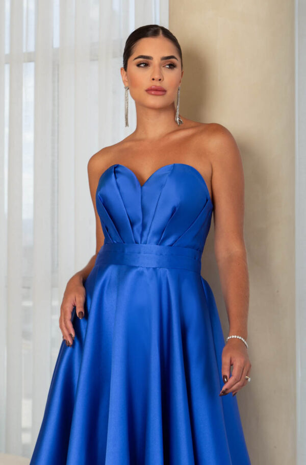 5772 - Vestido Linas Zibeline tqc busto prega, pala dupla e saia rodada - 38 40 42 - Royal - Image 4