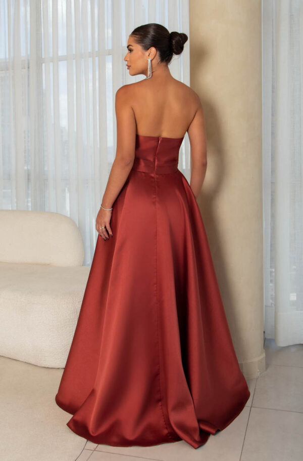 5772 - Vestido Linas Zibeline tqc busto prega, pala dupla e saia rodada - 38 40 42 - Terracota - Image 5