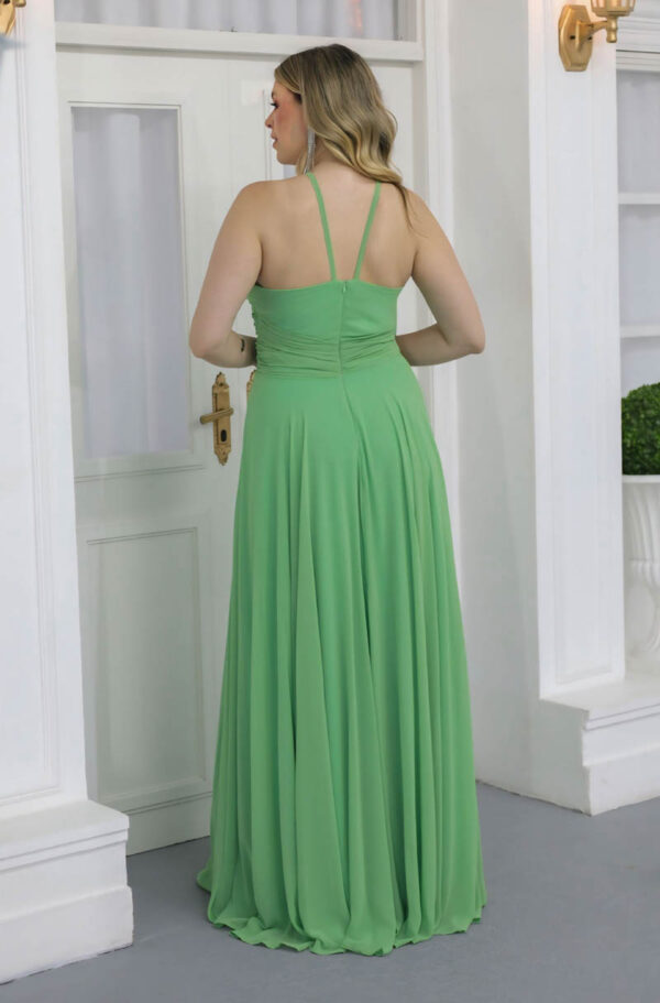 6133 - Vestido Remi Chiffon busto franzido e saia rodada - 44 46 48 - Verde - Image 5