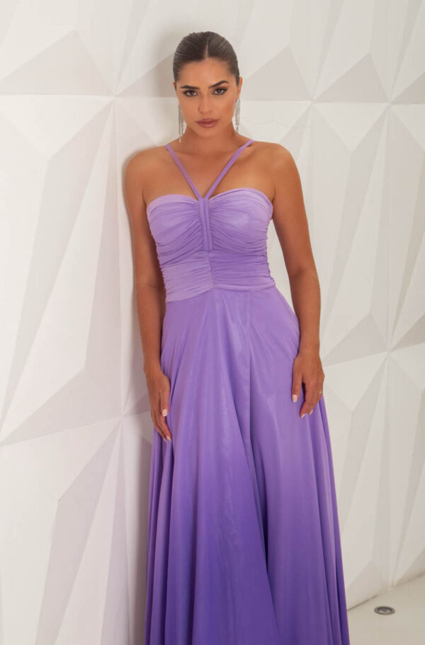 5771 - Vestido Miranda Chiffon busto franzido e saia fenda degrade - 38 40 42 - Lavanda - Image 4