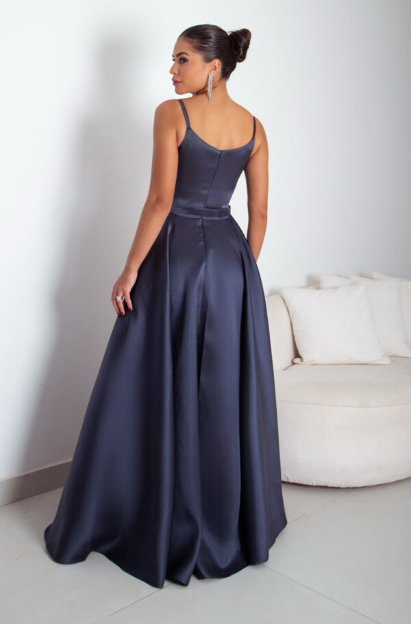 5790 - Vestido Miriam Zibeline alça, detalhe vies busto e saia rodada - 38 40 42 44 - Marinho - Image 5
