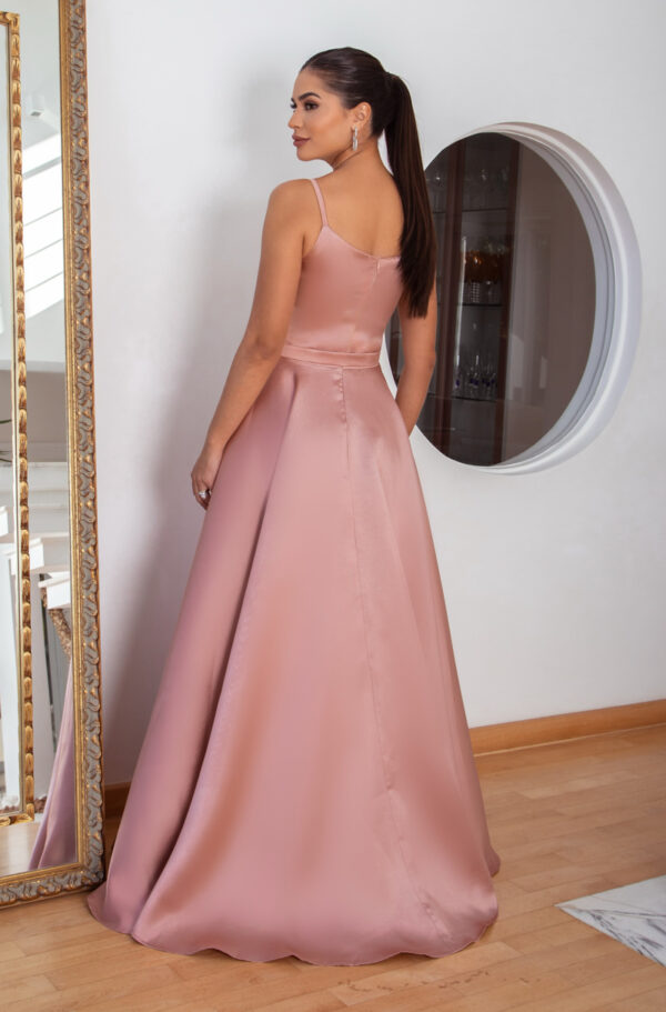 5790 - Vestido Miriam Zibeline alça, detalhe vies busto e saia rodada - 38 40 42 44 - Rose - Image 5