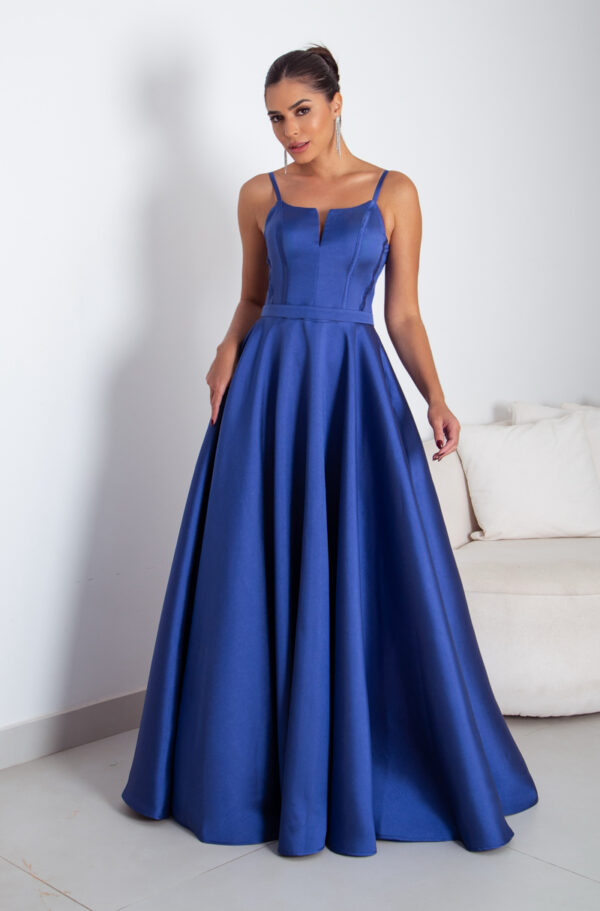 5790 - Vestido Miriam Zibeline alça, detalhe vies busto e saia rodada - 38 40 42 44 - Royal