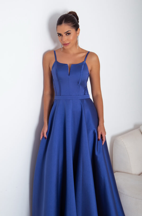 5790 - Vestido Miriam Zibeline alça, detalhe vies busto e saia rodada - 38 40 42 44 - Royal - Image 2