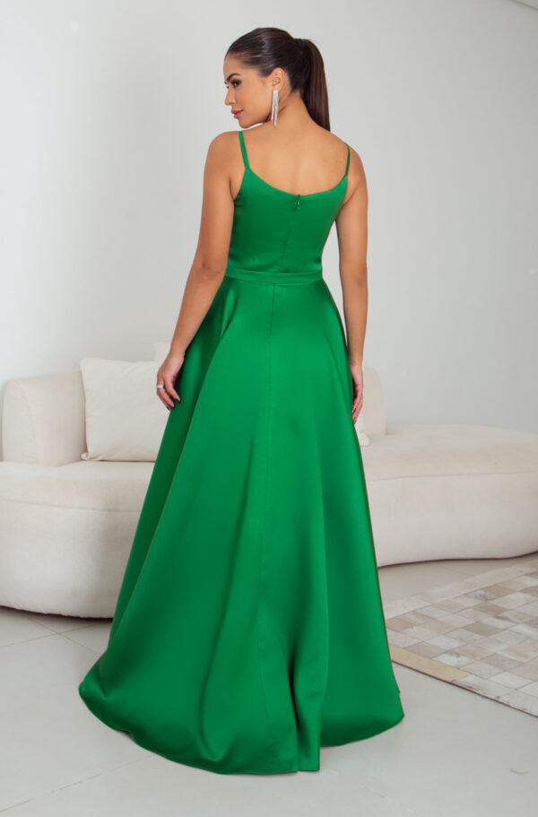 5790 - Vestido Miriam Zibeline alça, detalhe vies busto e saia rodada - 38 40 42 44 - Verde - Image 5