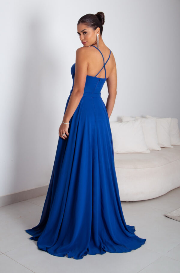 5791 – Vestido Medith Chiffon prega frontal, alça e saia rodada – 36 38 40 42 – Royal - Image 5