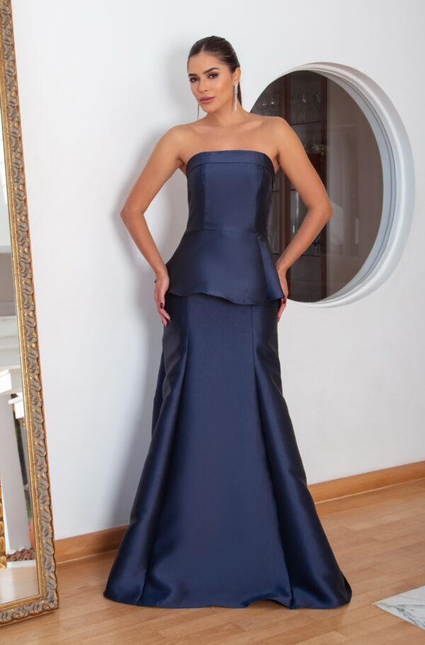 5804 - Vestido Palmer Zibeline tqc, detalhe cintura e saia sereia - 36 38 40 - Marinho - Image 3