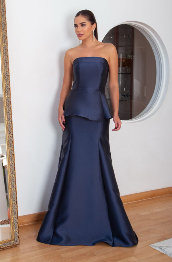 5804 - Vestido Palmer Zibeline tqc, detalhe cintura e saia sereia - 36 38 40 - Marinho