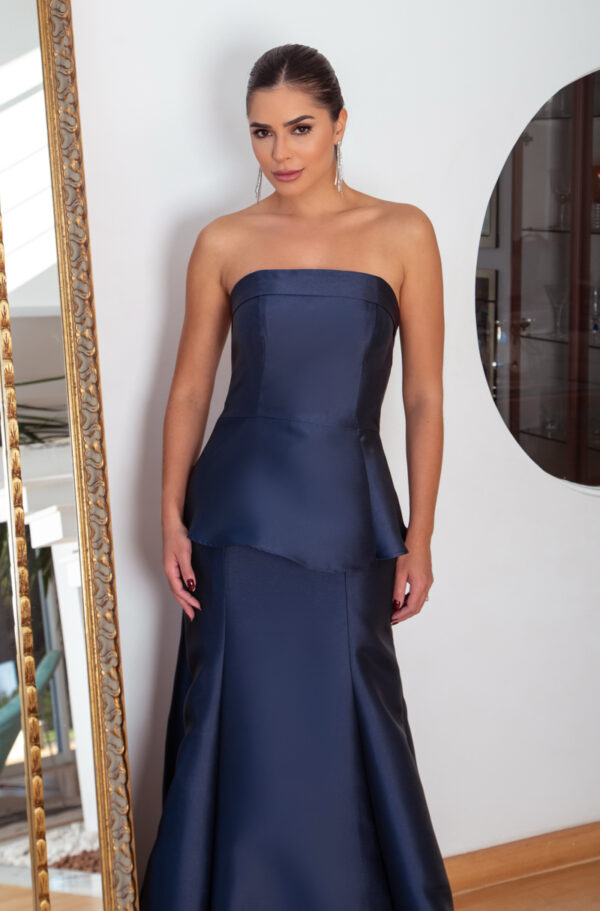 5804 - Vestido Palmer Zibeline tqc, detalhe cintura e saia sereia - 36 38 40 - Marinho - Image 2