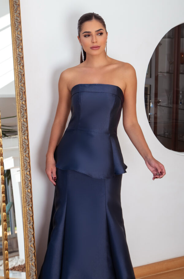 5804 - Vestido Palmer Zibeline tqc, detalhe cintura e saia sereia - 36 38 40 - Marinho - Image 4
