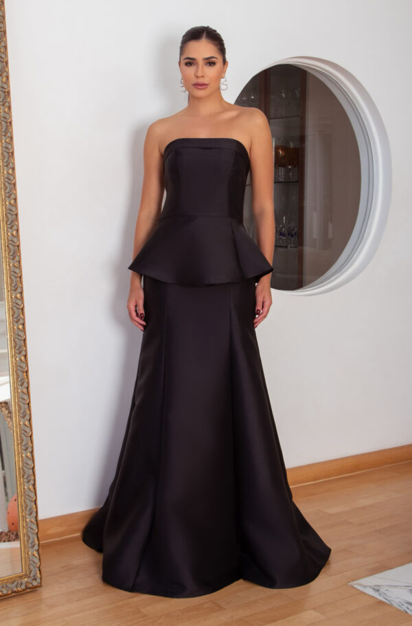 5804 - Vestido Palmer Zibeline tqc, detalhe cintura e saia sereia - 36 38 40 - Preto