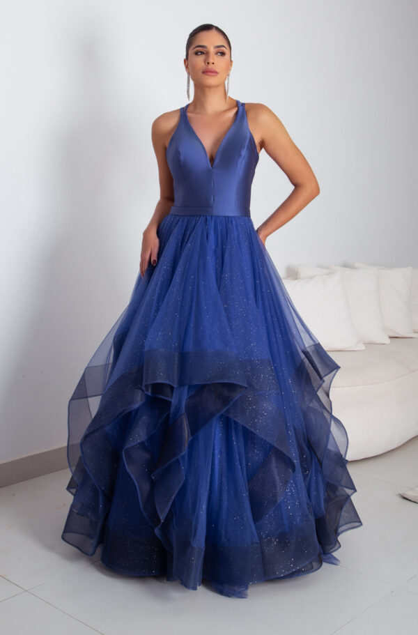 7549 - Vestido Elanor busto Zibeline saia camada de tule - 40 42 44  - Royal - Image 3