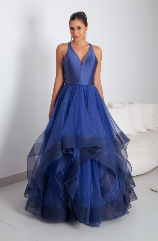 7549 - Vestido Elanor busto Zibeline saia camada de tule - 40 42 44  - Royal
