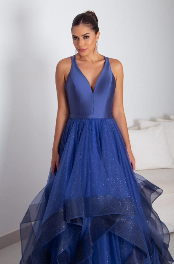 7549 - Vestido Elanor busto Zibeline saia camada de tule - 40 42 44  - Royal - Image 2