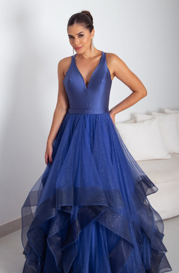 7549 - Vestido Elanor busto Zibeline saia camada de tule - 40 42 44  - Royal - Image 4