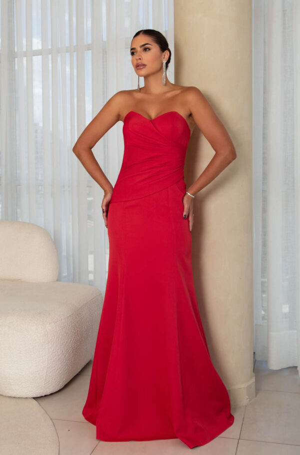 5773 - Vestido Elora Alfaiataria prega frontal e saia sereia - 38 40 42 - Vermelho - Image 3